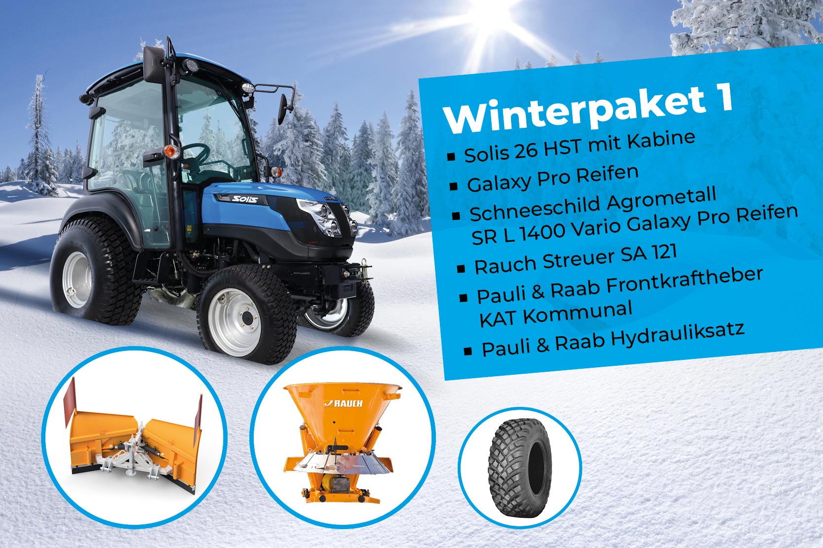 Solis 26 HST Traktor + Winterpaket 1